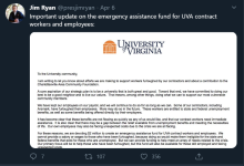 UVA contract workers get support from the community, the university
